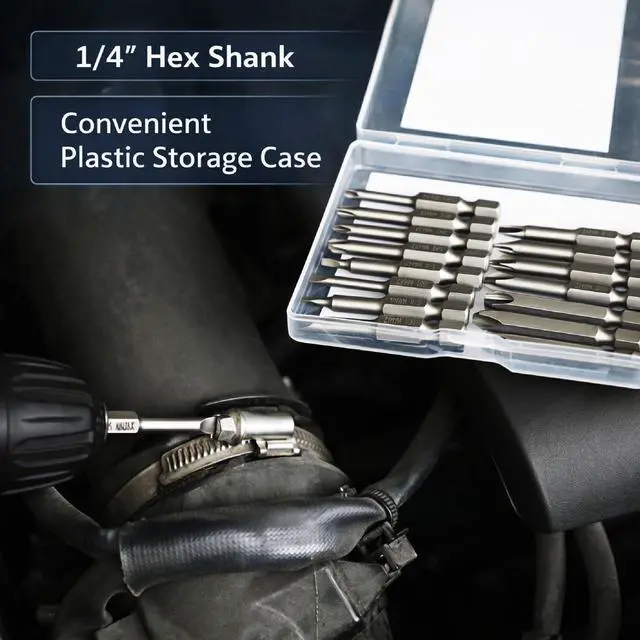 Alt view image 5 of 7 - Bates- Screwdriver Bits Set, 2 Inch, 15 pcs, 1/4 Hex, S2 Steel, Triangle Slotted Phillips Magnetic Drill Bit Set