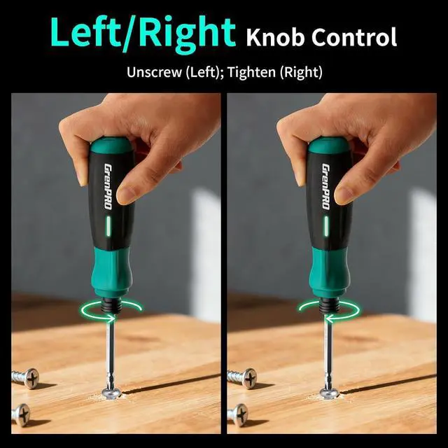 Alt view image 6 of 7 - 4V Cordless Electric Screwdriver Set, 10 Magnetic Bits, LED Light | Built-In Non-Removable Battery with USB Charging, Forward/Reverse Control and Carrying Case for Home Repairs and DIY Tasks