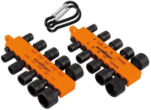 Main image of 22-Piece Power Nut Driver Set for Impact Drill, SAE and Metric, 1/4 Nut Driver Hex Keys, Hex Head Drill Bit Set