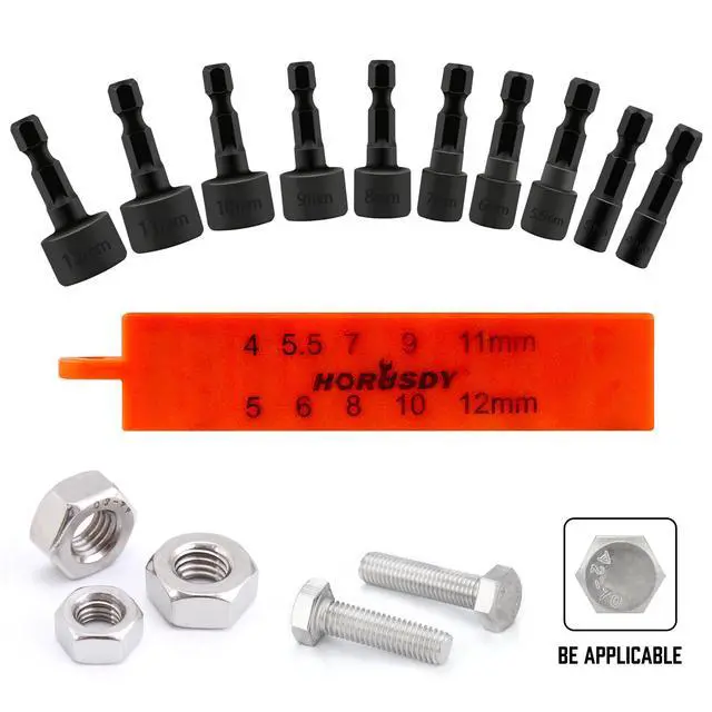 Alt view image 5 of 7 - 22-Piece Power Nut Driver Set for Impact Drill, SAE and Metric, 1/4 Nut Driver Hex Keys, Hex Head Drill Bit Set