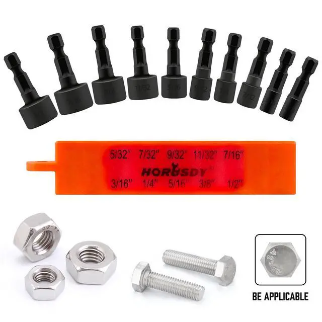 Alt view image 6 of 7 - 22-Piece Power Nut Driver Set for Impact Drill, SAE and Metric, 1/4 Nut Driver Hex Keys, Hex Head Drill Bit Set