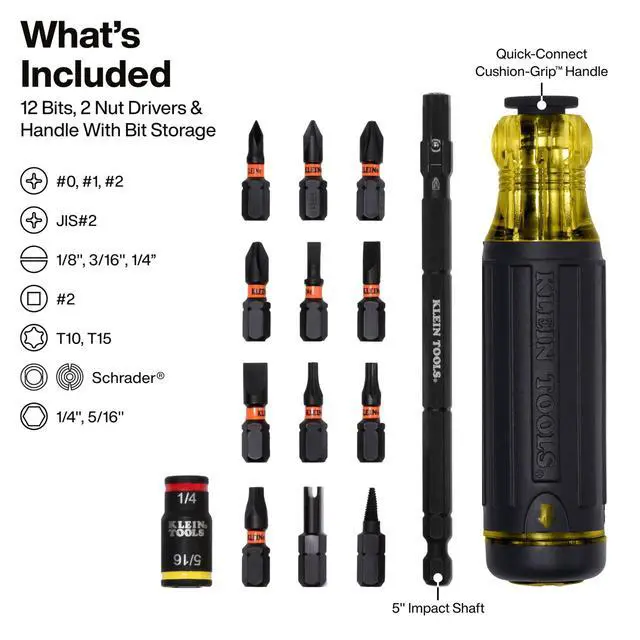Alt view image 2 of 7 - Screwdriver, 14-in-1 Adjustable Screwdriver with Flip Socket, HVAC Nut Drivers and Bits, Impact Rated