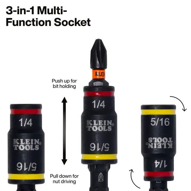 Alt view image 3 of 7 - Screwdriver, 14-in-1 Adjustable Screwdriver with Flip Socket, HVAC Nut Drivers and Bits, Impact Rated