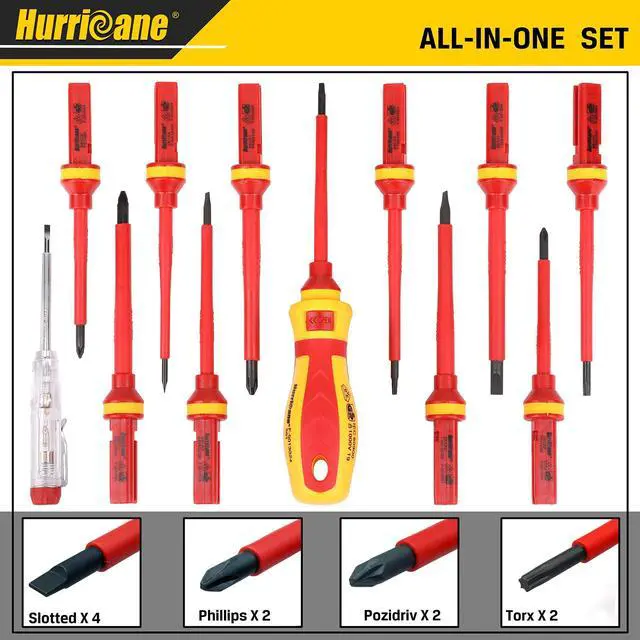 Alt view image 7 of 7 - 1000V Insulated Electrician Screwdriver Set, 13 Piece Professional Electrical Screwdriver Set, CR-V Steel Magnetic Phillips Slotted Pozidriv Torx, Insulation VDE & GS Certified Screwdriver