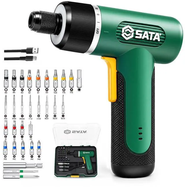 Main image of 32-Piece Electric Screwdriver Set, 3.7V Cordless Screwdriver with 1/4" Hex Chuck, 2000mAh USB-C Rechargeable Battery, Up to 5N·m Torque for Furniture Assembly, Home Repair & Garage Projects