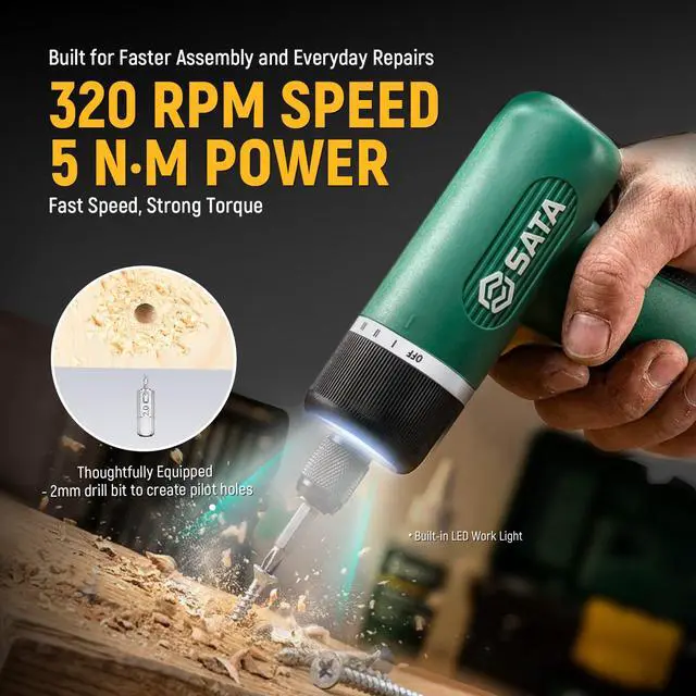 Alt view image 2 of 6 - 32-Piece Electric Screwdriver Set, 3.7V Cordless Screwdriver with 1/4" Hex Chuck, 2000mAh USB-C Rechargeable Battery, Up to 5N·m Torque for Furniture Assembly, Home Repair & Garage Projects