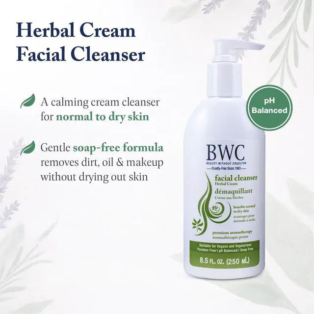 Alt view image 2 of 7 - Facial Cleanser, Herbal Cream Moisturizing Face Wash with Plant Oils, Essential Oils & Botanical Extracts + Cotton Round
