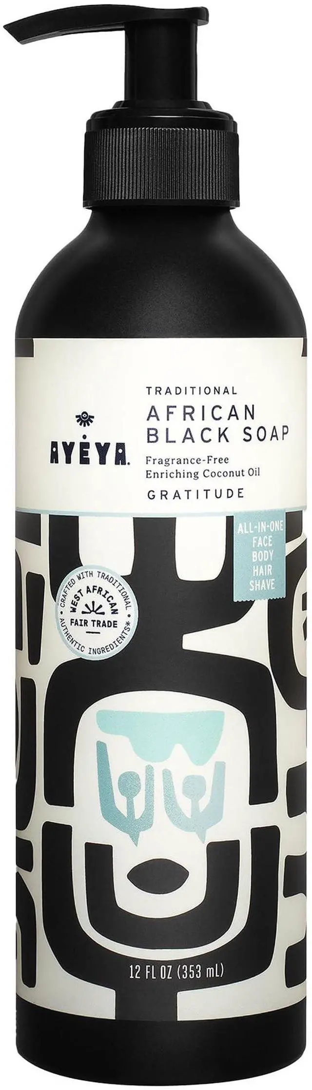 Main image of Liquid African Black Soap Gratitude | Fragrance-Free Cleanser for Sensitive Skin | Gentle Vegan Face & Body Wash | Non-Toxic African Soap with Shea | Handmade in Ghana | 12 Fl Oz, variation