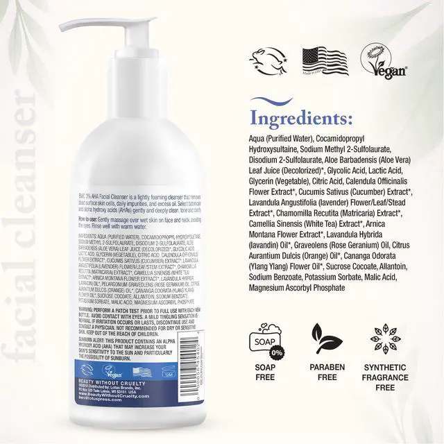 Alt view image 2 of 7 - Facial Cleanser Exfoliating Face Wash with Botanicals & Essential Oils, Benefits Normal to Oily Skin, Vegan-Friendly & Cruelty-Free, 8.5 Fl Oz