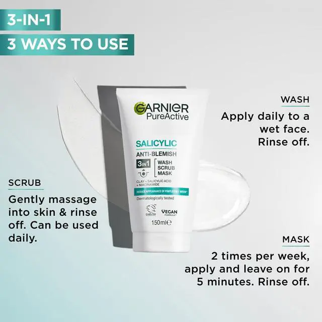 Alt view image 4 of 4 - Skin Naturals Pure 3in1 Wash+scrub+mask : 150ml.