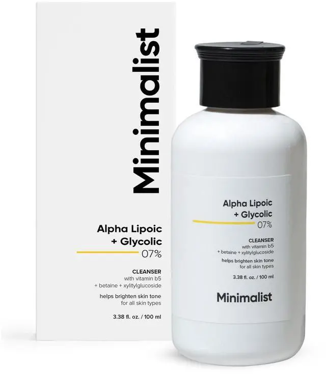 Main image of Alpha Lipoic + Glycolic 7% Face Wash for Brightening | Cleanser for Exfoliation, Glow & Even Tone | With Vitamin B5 For Hydration | for Men & Women | 3.4 Fl Oz / 100 ml