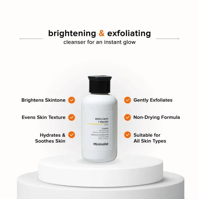 Alt view image 2 of 7 - Alpha Lipoic + Glycolic 7% Face Wash for Brightening | Cleanser for Exfoliation, Glow & Even Tone | With Vitamin B5 For Hydration | for Men & Women | 3.4 Fl Oz / 100 ml