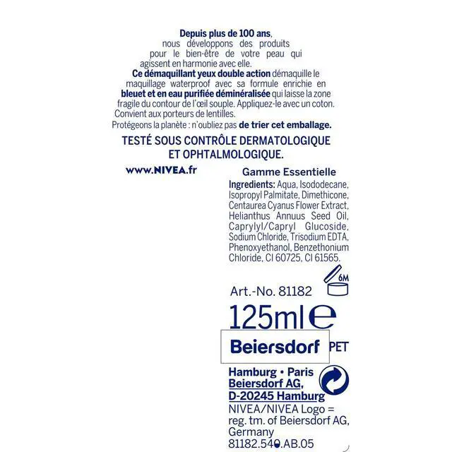 Alt view image 3 of 5 - Double Action Cornflower Eye Makeup Remover (2 x 125 ml), Two-Phase Facial Cleanser Enriched with Purified Water, Waterproof Makeup Remover for Women for All Skin Types