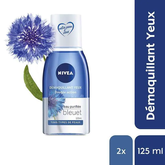Alt view image 2 of 5 - Double Action Cornflower Eye Makeup Remover (2 x 125 ml), Two-Phase Facial Cleanser Enriched with Purified Water, Waterproof Makeup Remover for Women for All Skin Types