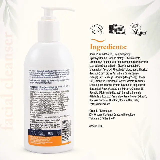 Alt view image 2 of 7 - Vitamin C Facial Cleanser with CoQ10 Foaming Face Wash Infused with Essential Oils & Botanical Extracts + Cotton Round