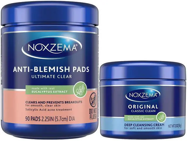 Main image of Travel-Friendly Face Cleanser + Ultimate Clear Anti-Blemish Pads | Travel-Size Cream Cleanser + 90 Pads with 2% Salicylic Acid, Eucalyptus Tingle, Dermatologist-Tested