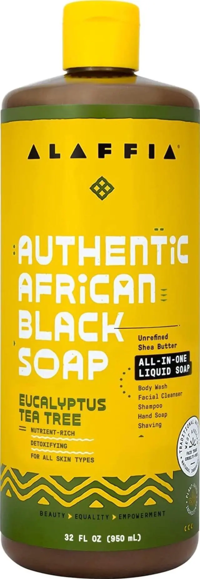 Main image of Authentic African Black Soap, Eucalyptus Tea Tree, 2 Sizes | All-In-One Liquid Soap with Unrefined Shea Butter | Detoxifying Hand & Body Wash, Facial Cleanser, Shampoo, and Shave Soap