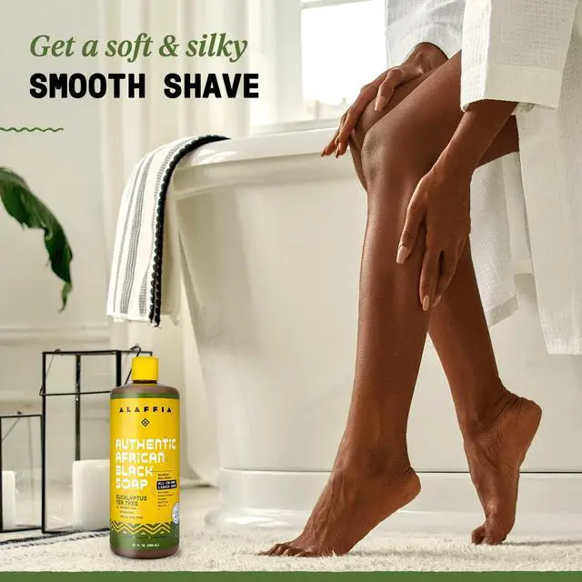 Alt view image 7 of 7 - Authentic African Black Soap, Eucalyptus Tea Tree, 2 Sizes | All-In-One Liquid Soap with Unrefined Shea Butter | Detoxifying Hand & Body Wash, Facial Cleanser, Shampoo, and Shave Soap