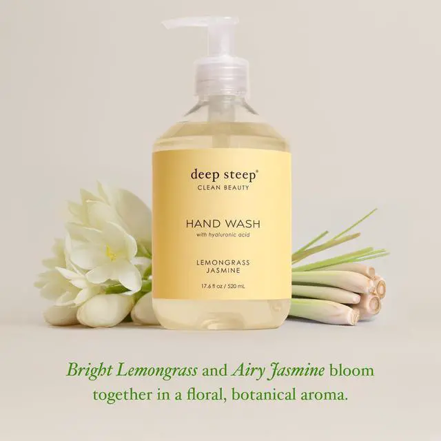 Alt view image 3 of 7 - Deep Steep Liquid Hand Wash, Lemongrass Jasmine, 17.6 oz Moisturizing Cleanser with Olive Oil, Aloe Vera, Glycerin & Hyaluronic Acid Vegan, Clean Beauty, Soft & Nourished Hands