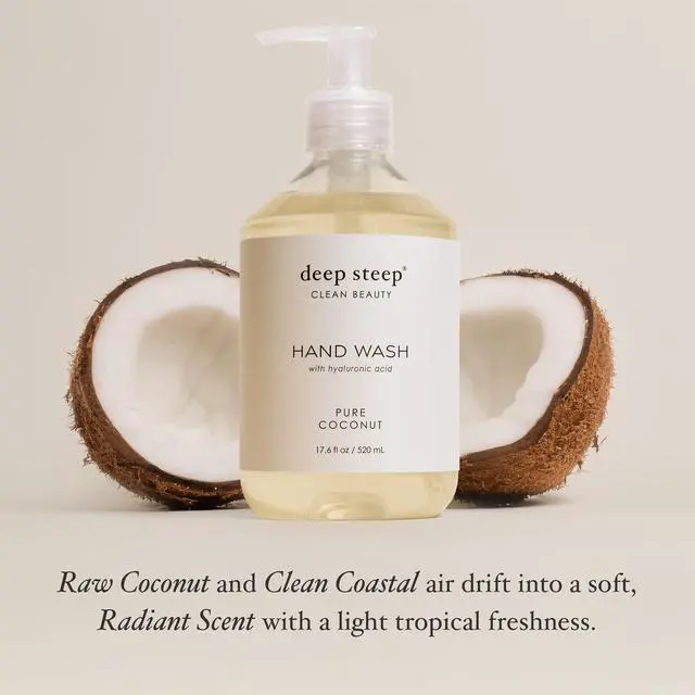Alt view image 3 of 7 - Liquid Hand Wash, Pure Coconut, 17.6 oz Moisturizing Cleanser with Olive Oil, Aloe Vera, Glycerin & Hyaluronic Acid Vegan, Clean Beauty, Soft & Nourished Hands