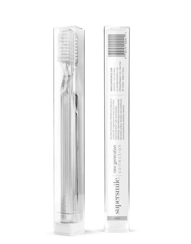Alt view image 2 of 7 - New Generation 45° Toothbrush, Clear, Soft Dupont® Bristles | Patented 45° Angled Manual Brush, Cleans Below Gumline, Ergonomic Handle, Veneer Safe, Replace Every 3 Months