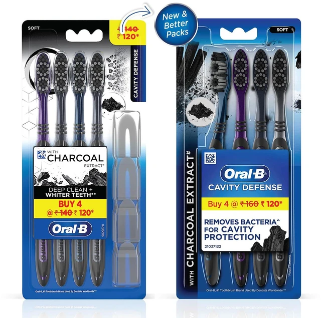 Alt view image 2 of 7 - Soft Black Toothbrush (Pack of 4) - Assorted Colours