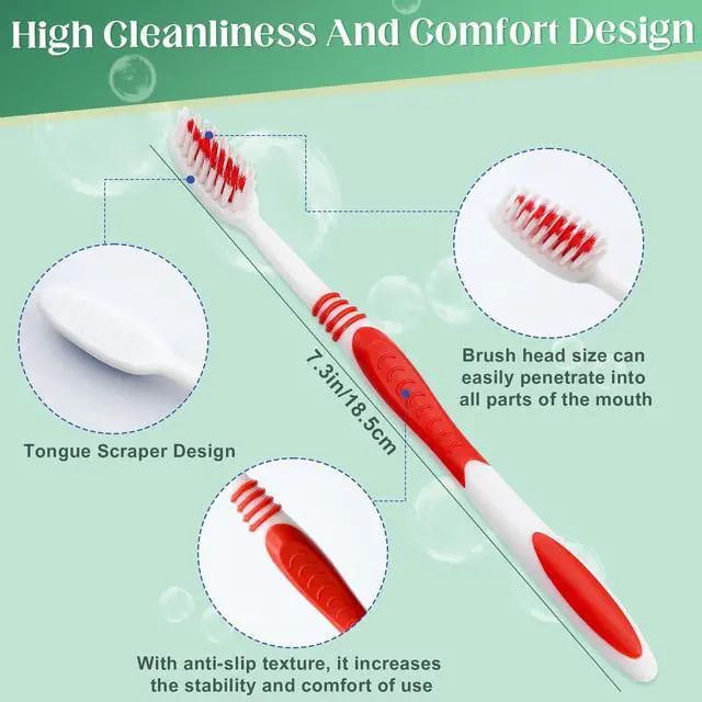 Alt view image 3 of 7 - 50 Pcs Toothbrush Bulk Disposable, Travel Toothbrushes Pack, Soft Bristle Individually Wrapped and Good Cleaning for Kids, Adult and The Elderly. Suitable for Hotel, Travel, Home, Donated