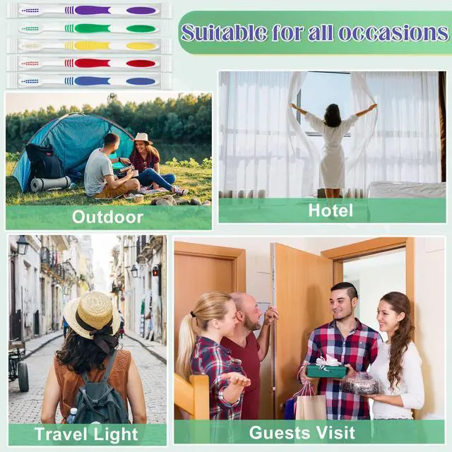 Alt view image 6 of 7 - 50 Pcs Toothbrush Bulk Disposable, Travel Toothbrushes Pack, Soft Bristle Individually Wrapped and Good Cleaning for Kids, Adult and The Elderly. Suitable for Hotel, Travel, Home, Donated