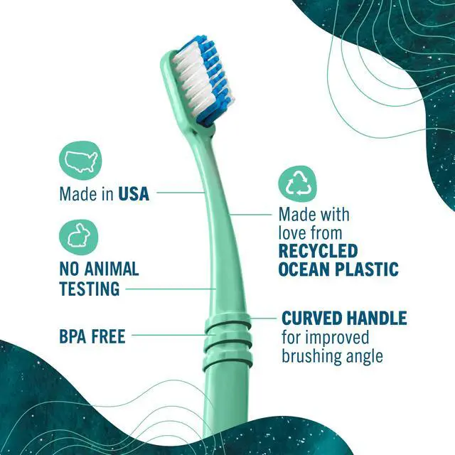 Alt view image 3 of 7 - Ocean Plastic Initiative Adult Toothbrush, Made in USA from Recycled Ocean Plastic, Coral, Soft, 1 Count