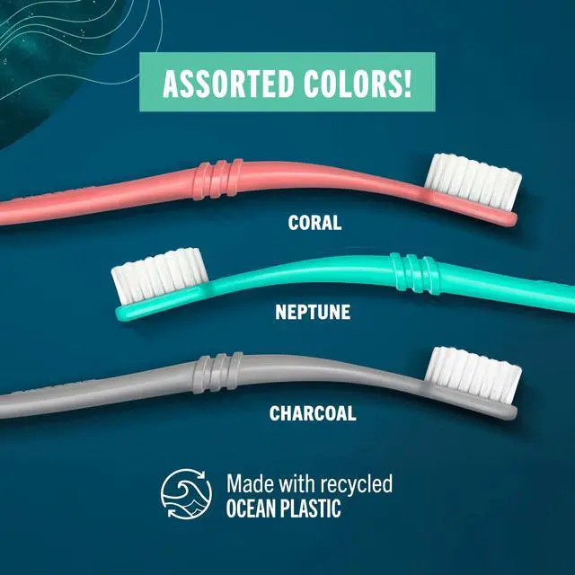 Alt view image 4 of 7 - Ocean Plastic Initiative Adult Toothbrush, Made in USA from Recycled Ocean Plastic, Coral, Soft, 1 Count