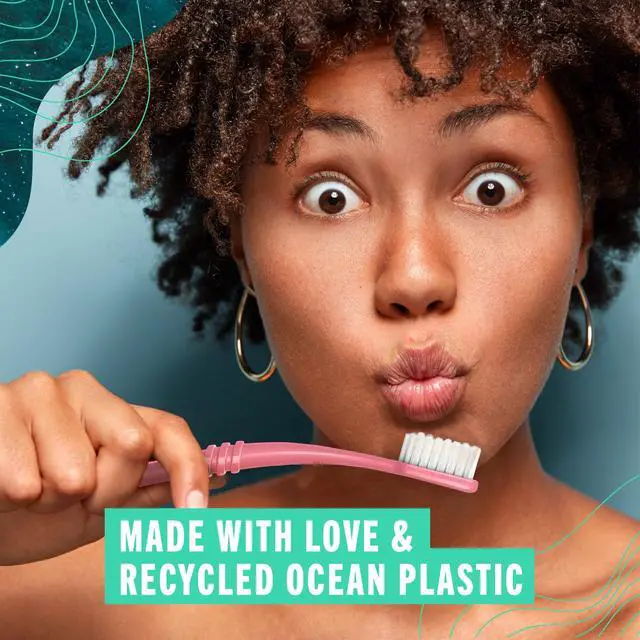 Alt view image 5 of 7 - Ocean Plastic Initiative Adult Toothbrush, Made in USA from Recycled Ocean Plastic, Coral, Soft, 1 Count