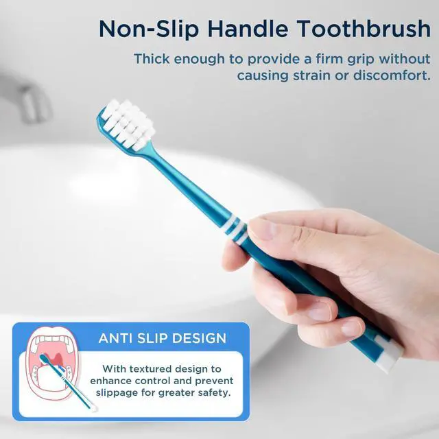 Alt view image 6 of 7 - Extra Soft Toothbrush for Sensitive Gums, Wide Head Soft Bristle Toothbrush with 10000 Flossing Micro Nano Bristles for Adults, Pregnant Women, Elderly, Braces(6 Colors Set)