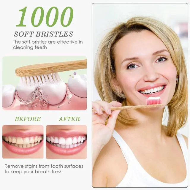 Alt view image 5 of 7 - 30 PCS Bamboo Toothbrushes, Individually Wrapped Wooden Toothbrushes Bulk | BPA Free Soft Bristles Toothbrush for Adults, Box of Two Reusable Nature Toothbrush