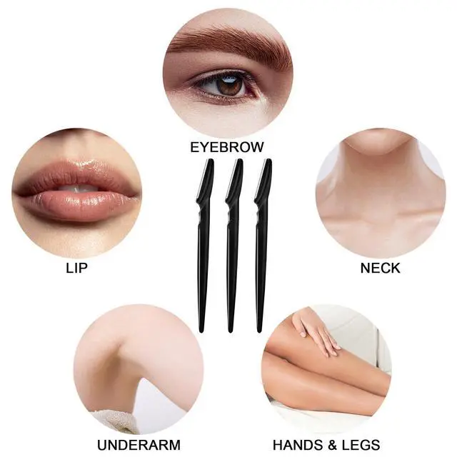 Alt view image 2 of 7 - 21 Pcs Eyebrow Razors, Face Razors Multipurpose | Exfoliating Dermaplaning Tools, Eyebrow Trimmers Shaver with Protective Cover for Women Men Body Use, Black