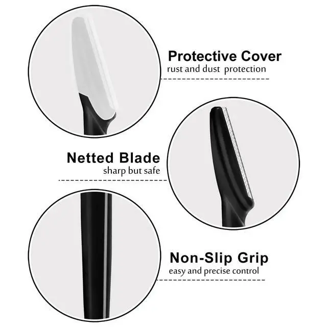 Alt view image 3 of 7 - 21 Pcs Eyebrow Razors, Face Razors Multipurpose | Exfoliating Dermaplaning Tools, Eyebrow Trimmers Shaver with Protective Cover for Women Men Body Use, Black