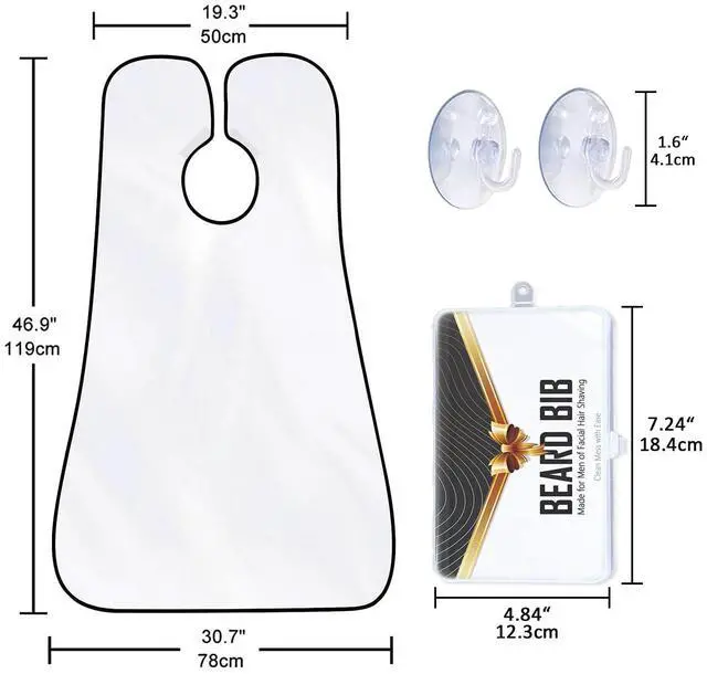Alt view image 2 of 7 - Beard Bib Apron for Men - Beard Trimming Catcher for Shaving with 5Pcs Eyebrow Facial Razors & 3 Suction Cups Waterproof Non-Stick Hair Catcher Grooming Cloth Gifts for Men Him Boyfriend