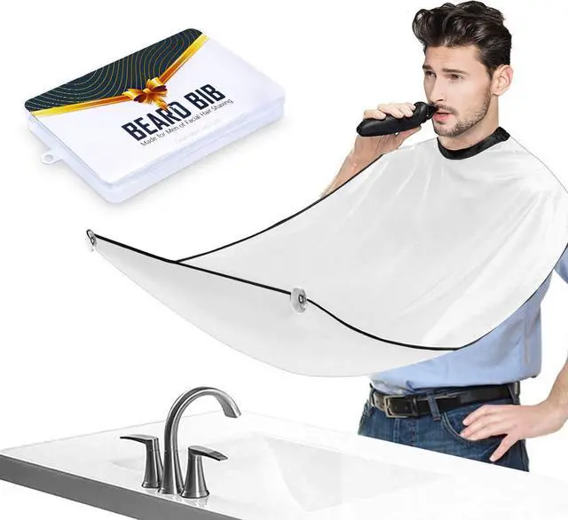 Main image of Beard Bib Apron for Men - Beard Trimming Catcher for Shaving with 5Pcs Eyebrow Facial Razors & 3 Suction Cups Waterproof Non-Stick Hair Catcher Grooming Cloth Gifts for Men Him Boyfriend