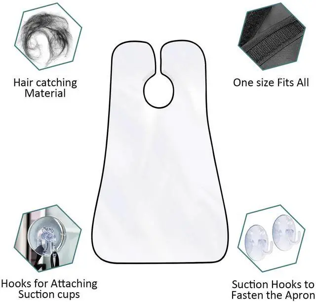 Alt view image 4 of 7 - Beard Bib Apron for Men - Beard Trimming Catcher for Shaving with 5Pcs Eyebrow Facial Razors & 3 Suction Cups Waterproof Non-Stick Hair Catcher Grooming Cloth Gifts for Men Him Boyfriend
