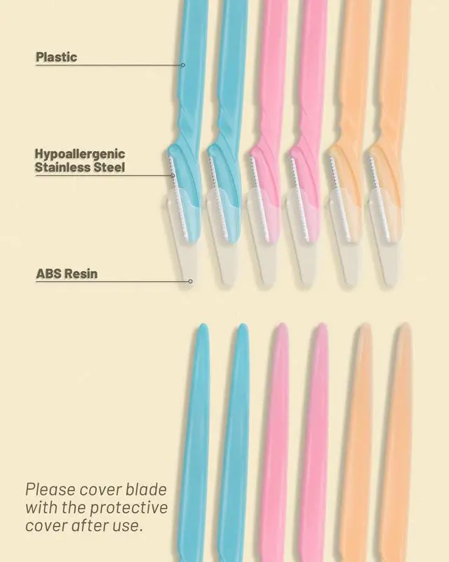 Alt view image 4 of 6 - Razor, Face Razors for Women and Men, Multipurpose Eyebrow Razor, Dermaplaning Tool for Face by , Multi-Color (12 Pcs)