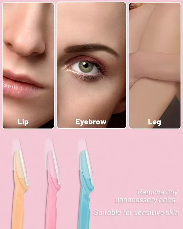 Alt view image 6 of 6 - Razor, Face Razors for Women and Men, Multipurpose Eyebrow Razor, Dermaplaning Tool for Face by , Multi-Color (12 Pcs)