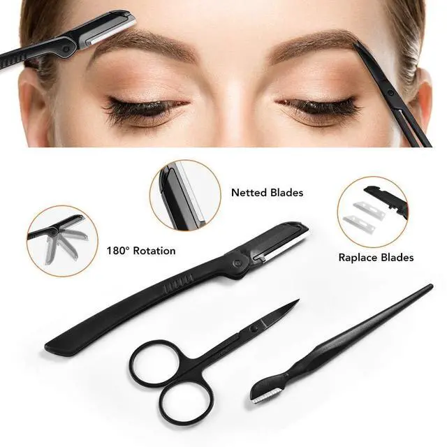 Alt view image 2 of 7 - Eyebrow Kit, Multipurpose Exfoliating Dermaplaning Tool Face kits | Eyebrow Razor Eyebrow Tool Kit for Women Girl, Men for Eyebrow Grooming Set (9 in 1)