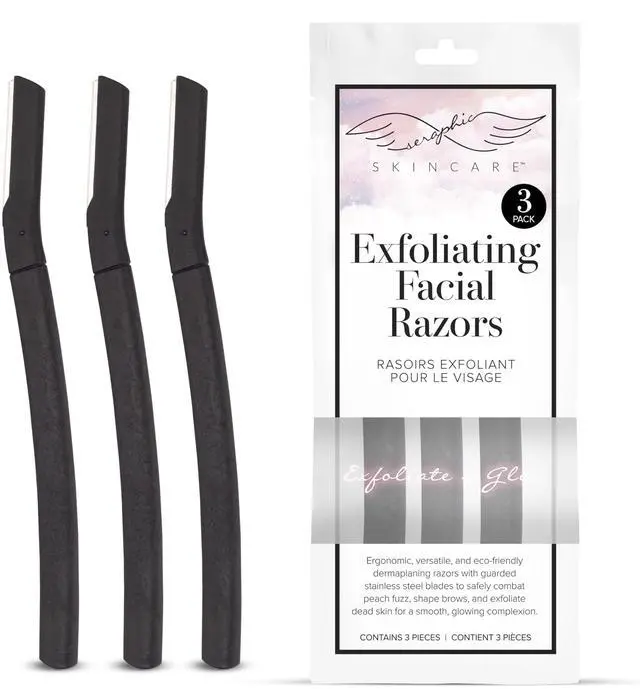 Main image of Exfoliating Facial Razors Blades 3pc for Women Face, Eyebrows & Peach Fuzz | Wheat Straw Handle & Swedish Stainless Steel Blades, Dermaplane Face Razor for Women, Eyebrows, Peach Fuzz & Exfoliation