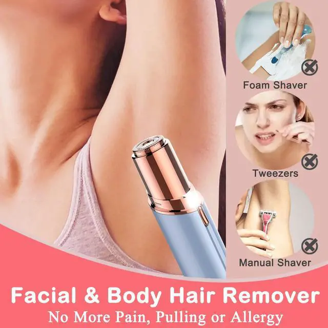 Alt view image 2 of 6 - Facial Hair Remover, Removal Shaver for Women, USB Rechargeable IPX6 Waterproof Eyebrow Face Razor Trimmer for Lips, Body, Arms, Mustaches, Fuzz and Chin (Blue)