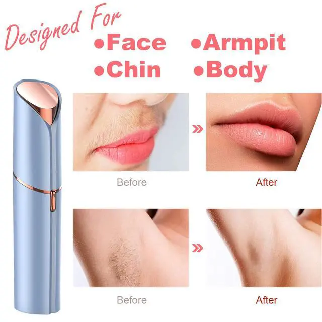 Alt view image 3 of 6 - Facial Hair Remover, Removal Shaver for Women, USB Rechargeable IPX6 Waterproof Eyebrow Face Razor Trimmer for Lips, Body, Arms, Mustaches, Fuzz and Chin (Blue)