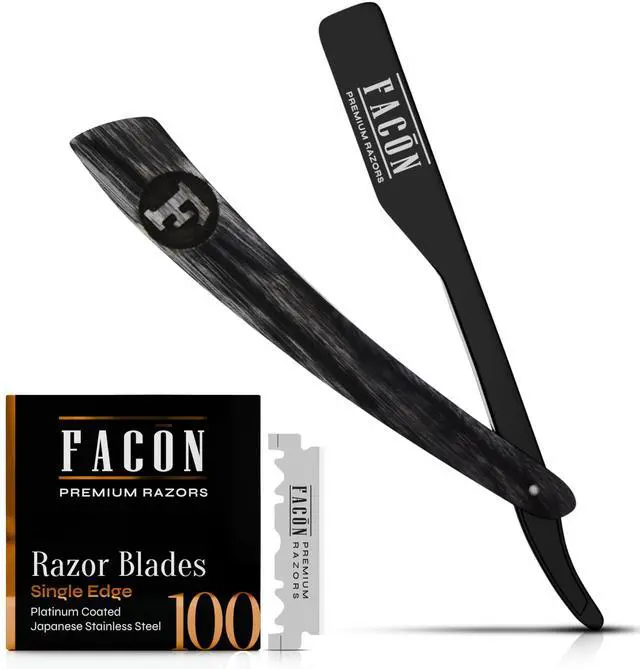 Main image of Straight Razors for Men - Professional Barber Straight Edge Razor Kit with 100 Blades, Wooden Stainless Steel Barbero Shaver for a Smooth & Precise Shave, Premium Barber Razor for Men's Shaving