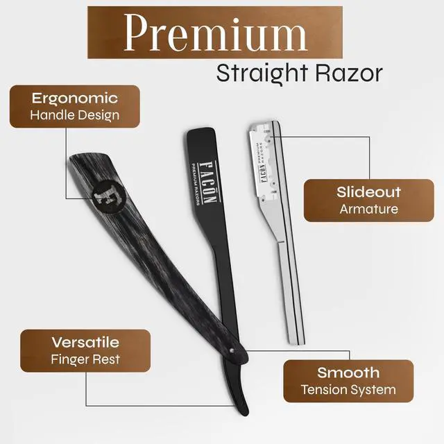 Alt view image 6 of 7 - Straight Razors for Men - Professional Barber Straight Edge Razor Kit with 100 Blades, Wooden Stainless Steel Barbero Shaver for a Smooth & Precise Shave, Premium Barber Razor for Men's Shaving