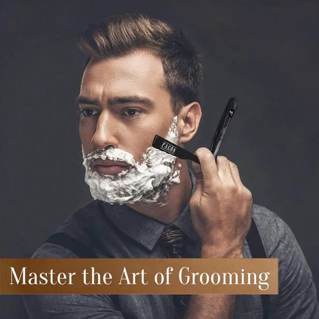 Alt view image 4 of 7 - Straight Razors for Men - Professional Barber Straight Edge Razor Kit with 100 Blades, Wooden Stainless Steel Barbero Shaver for a Smooth & Precise Shave, Premium Barber Razor for Men's Shaving