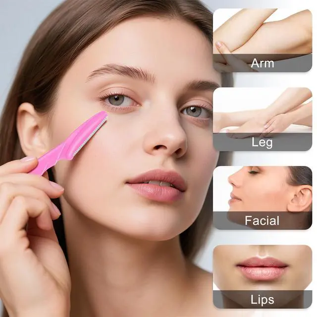Alt view image 2 of 7 - Eyebrow Razors Bulk Face Razor Multipurpose Facial Razor Dermaplaning Tools for Women Men Eyebrow Trimmers Shaver with Protective Cover Hair Removal Tools Multicolor 18 Pcs