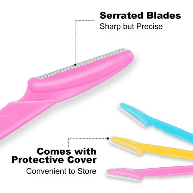 Alt view image 3 of 7 - Eyebrow Razors Bulk Face Razor Multipurpose Facial Razor Dermaplaning Tools for Women Men Eyebrow Trimmers Shaver with Protective Cover Hair Removal Tools Multicolor 18 Pcs