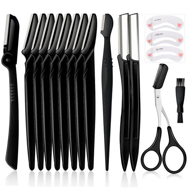 Alt view image 2 of 7 - Eyebrow Razor Pack, Multipurpose Dermaplaning Face Razors for Women Facial Hair Removal/Exfoliating/Eyebrow Face Shavers/Peachfuzz, Bulk Straight Eyebrow Trimmers for Women